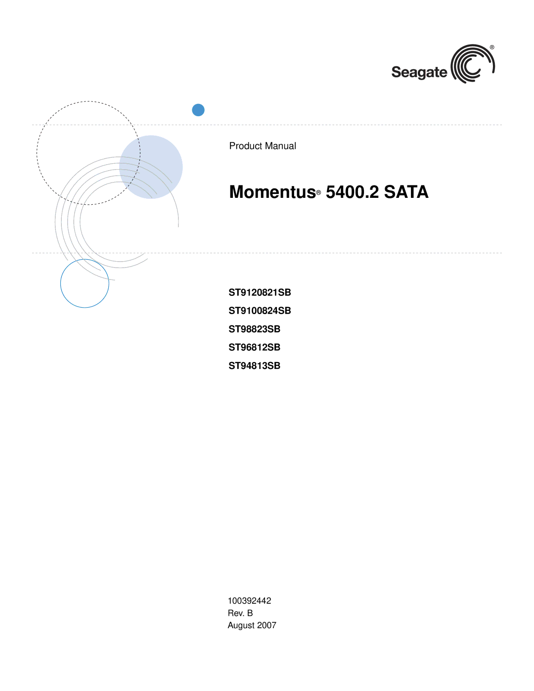 Seagate manual Momentus 5400.2 Sata, ST9120821SB ST9100824SB ST98823SB ST96812SB ST94813SB 