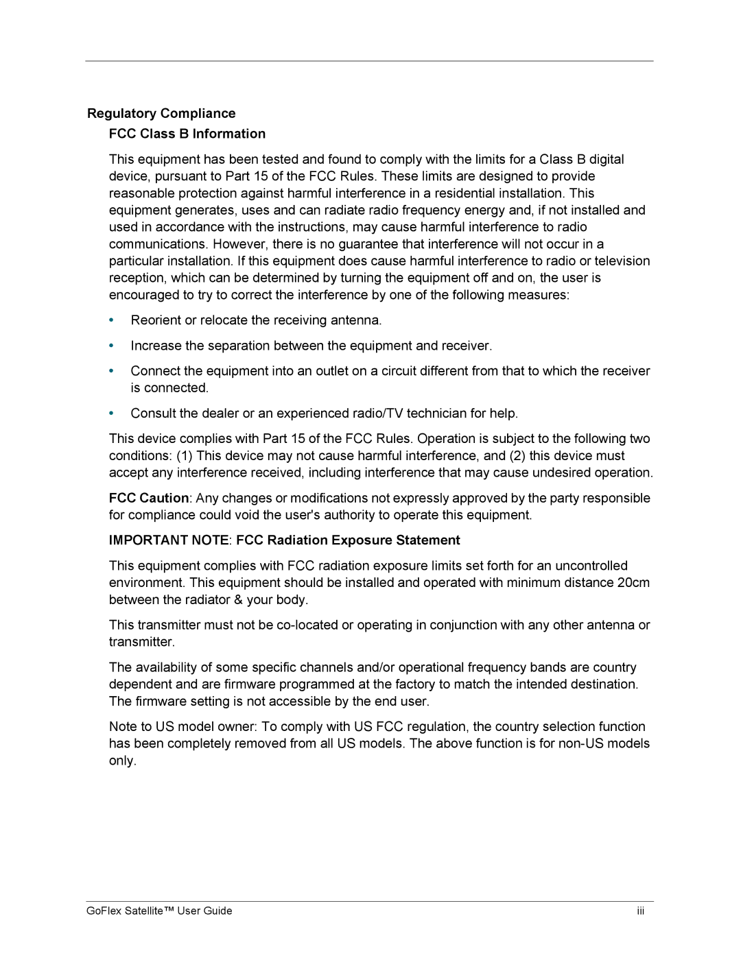 Seagate STBF500101 manual Regulatory Compliance FCC Class B Information, Important Note FCC Radiation Exposure Statement 