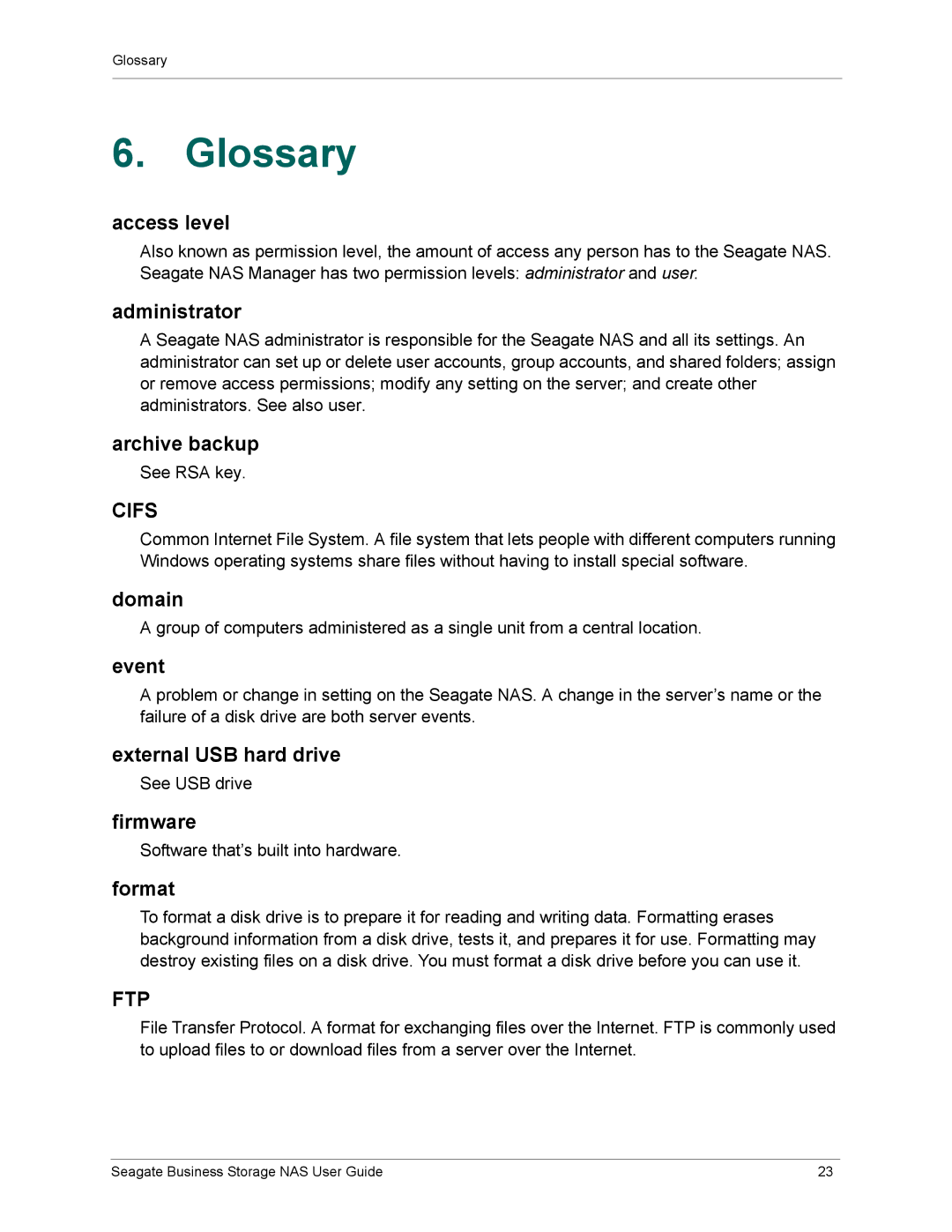 Seagate STBM4000100, STBM3000100, STBP100, STBM2000100 manual Glossary, Cifs, Ftp 