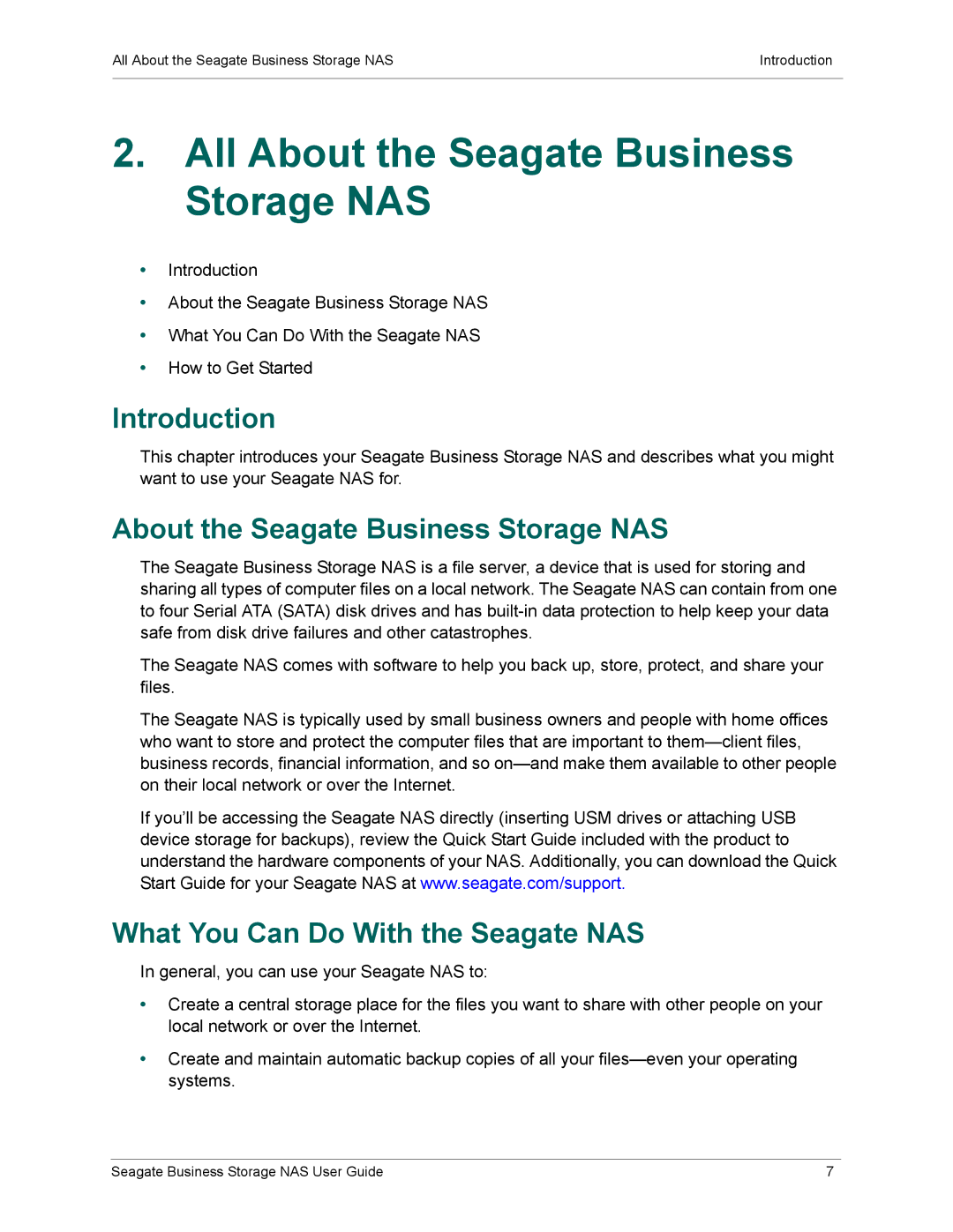 Seagate STBM4000100 manual All About the Seagate Business Storage NAS, Introduction, What You Can Do With the Seagate NAS 