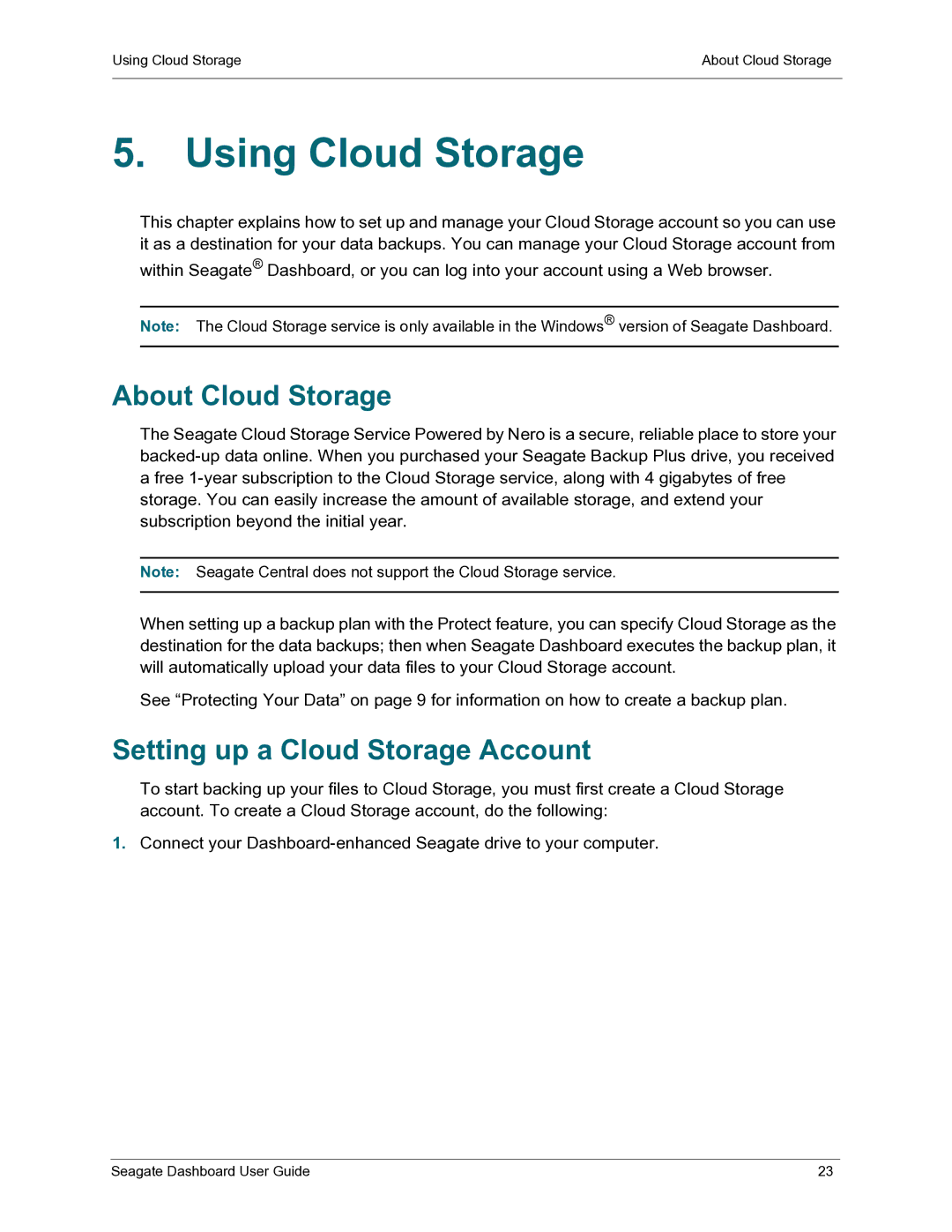 Seagate STCB2000900, STCB4000102, STCB3000900 Using Cloud Storage, About Cloud Storage, Setting up a Cloud Storage Account 