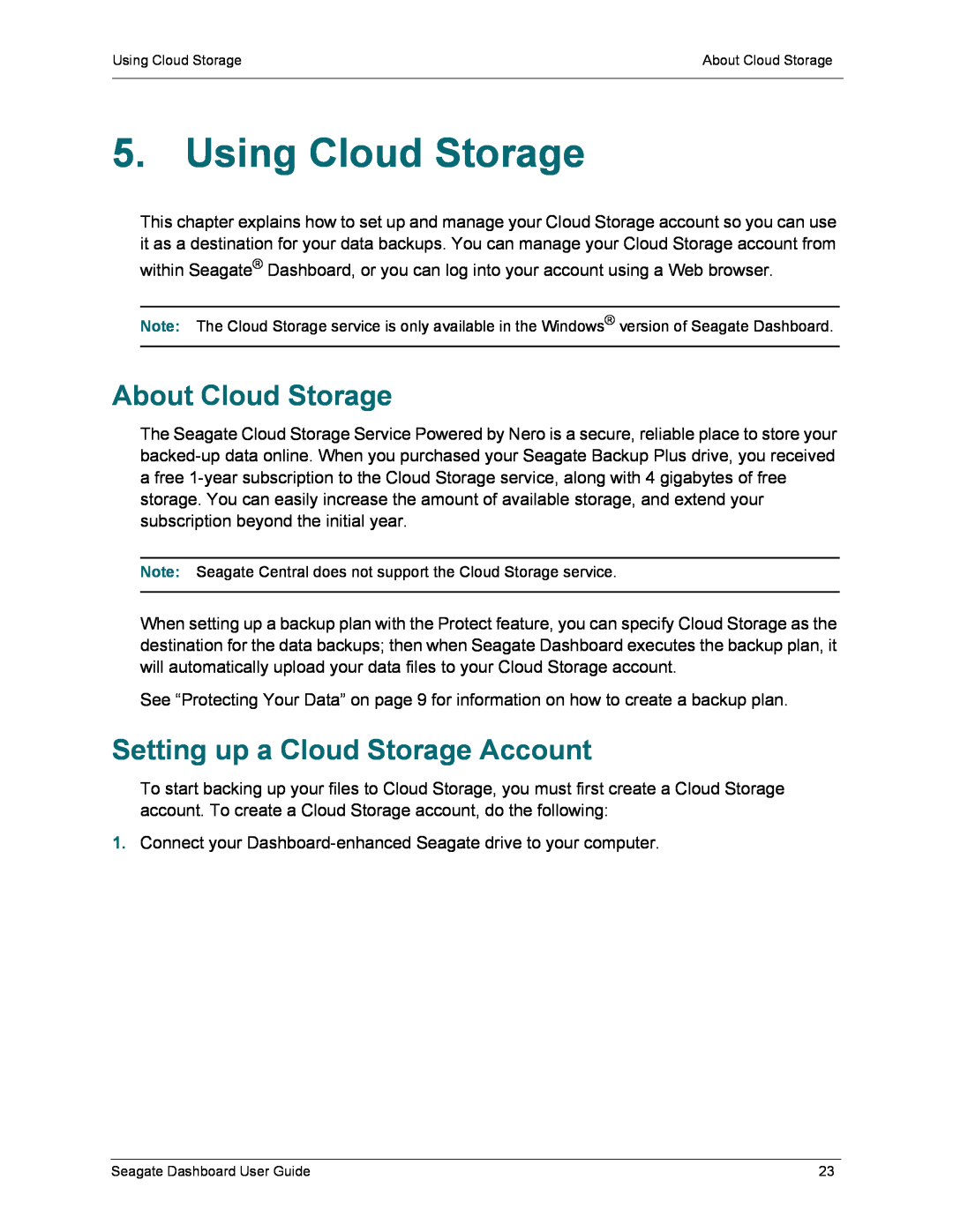 Seagate STCB2000900, STCB4000102, STCB3000900 Using Cloud Storage, About Cloud Storage, Setting up a Cloud Storage Account 