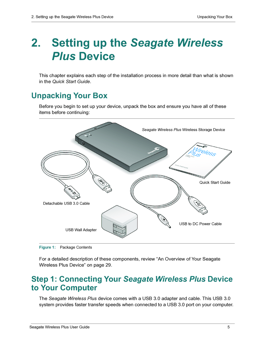 Seagate STCK1000100 manual Setting up the Seagate Wireless Plus Device, Unpacking Your Box 