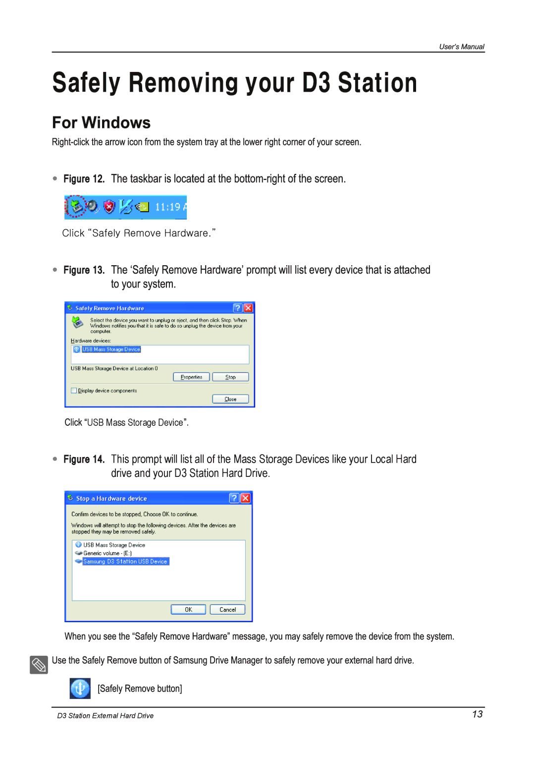 Seagate STSHXD301TDB manual Safely Removing your D3 Station 