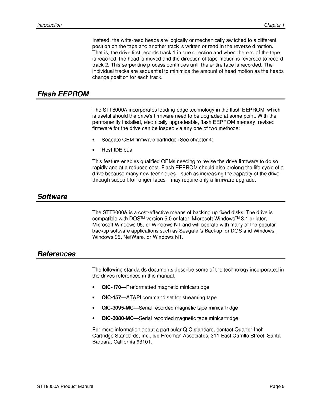 Seagate STT8000A manual Flash Eeprom, Software, References 