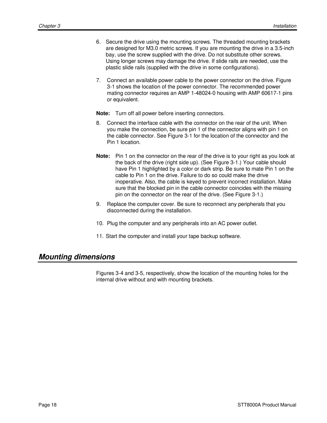 Seagate STT8000A manual Mounting dimensions 