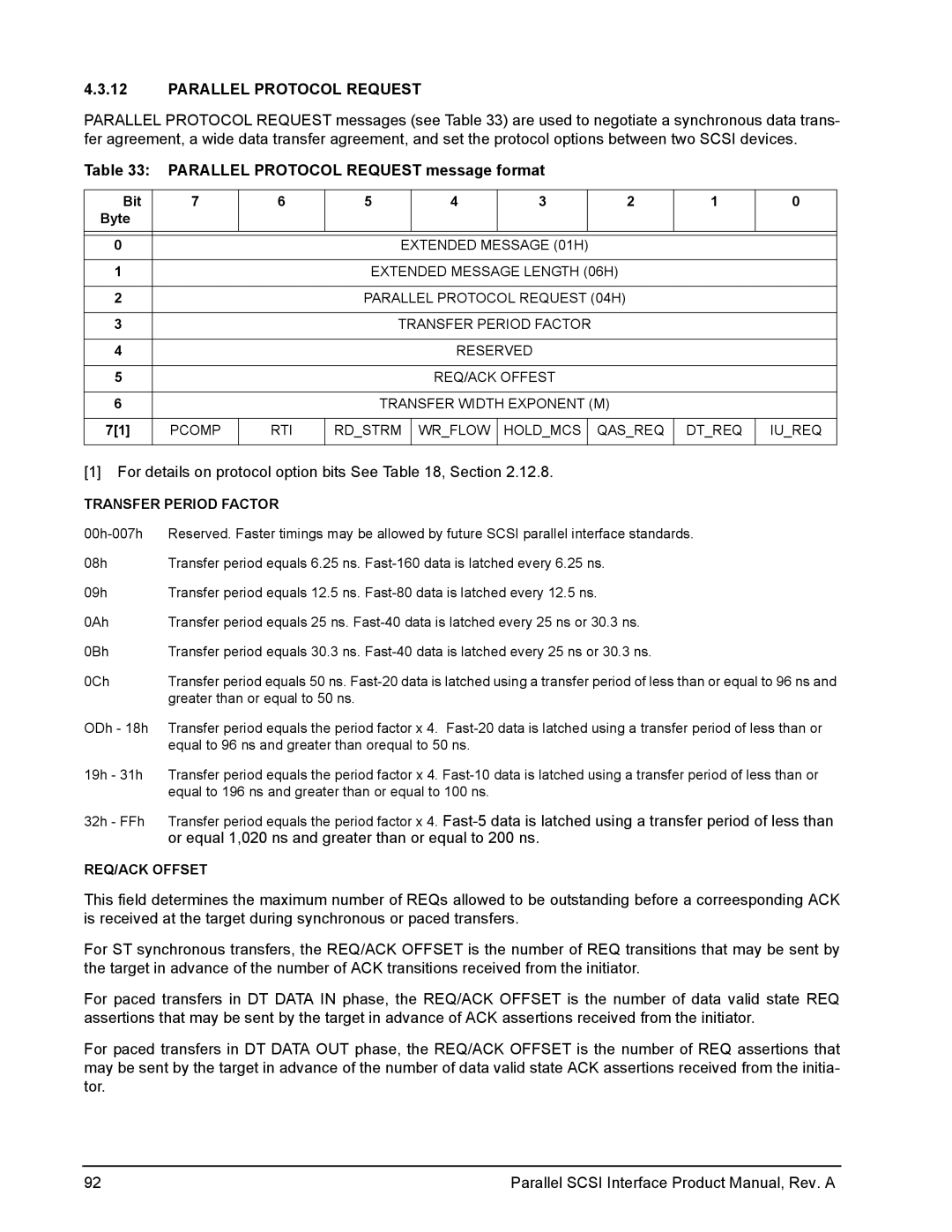 Seagate Ultra 320, Ultra 160 manual Parallel Protocol Request message format 