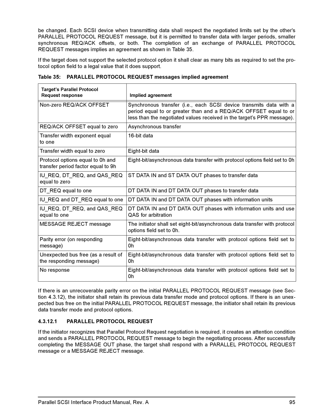 Seagate Ultra 160, Ultra 320 manual Parallel Protocol Request messages implied agreement 