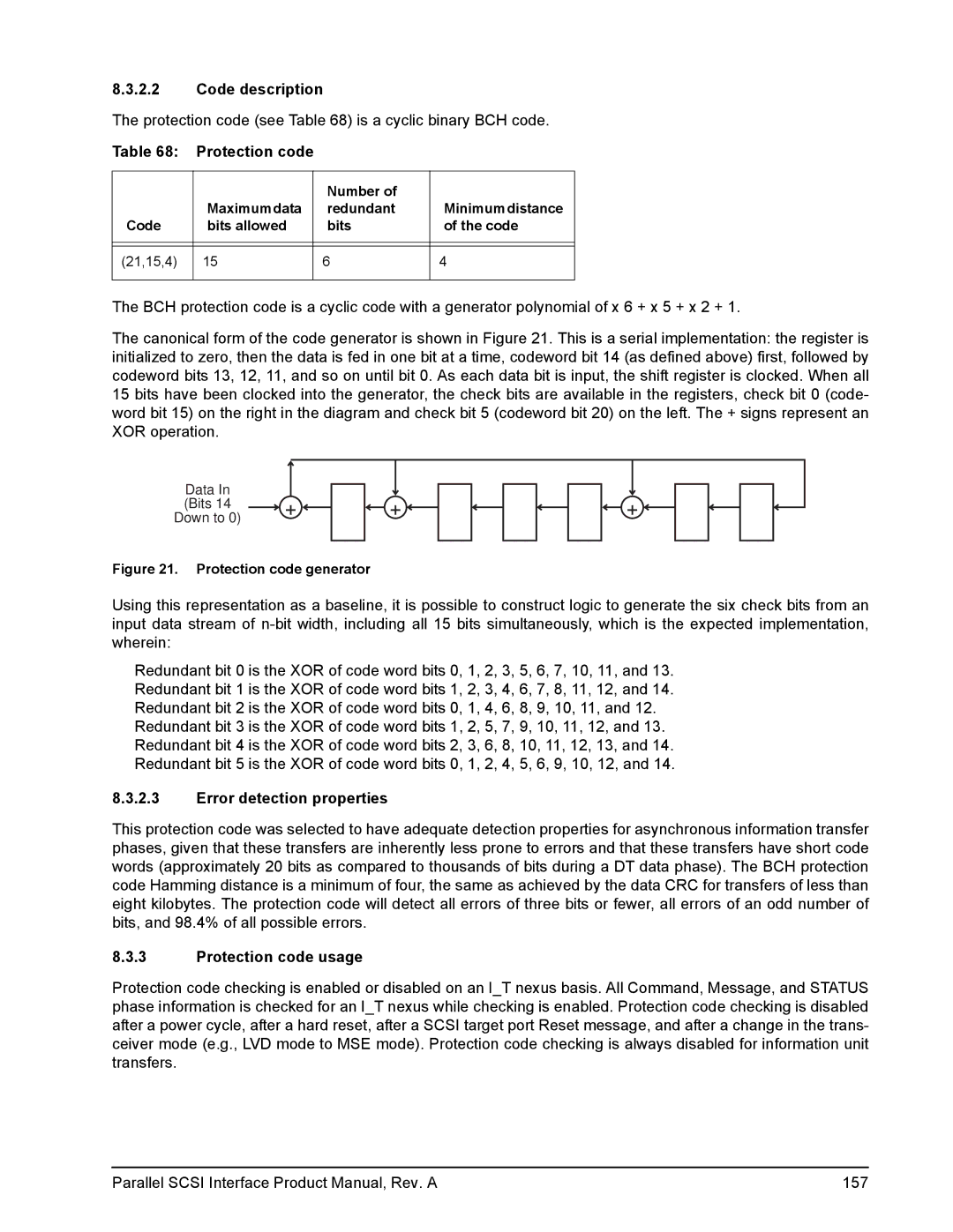 Seagate Ultra 160, Ultra 320 manual Code description, Error detection properties, Protection code usage 