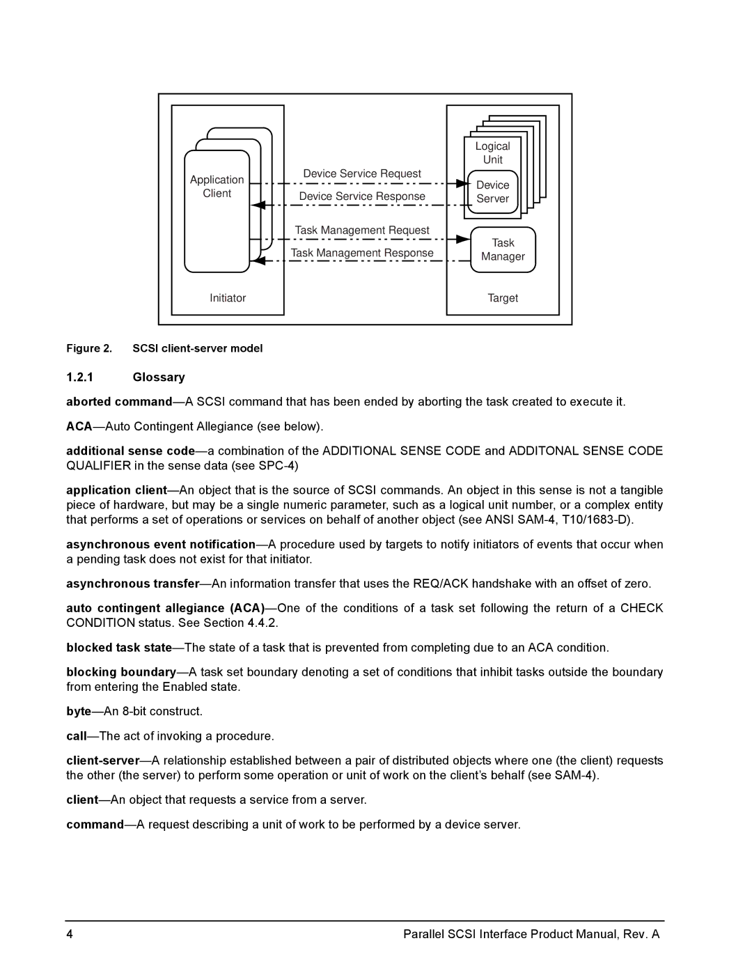 Seagate Ultra 320, Ultra 160 manual Glossary, Scsi client-server model 