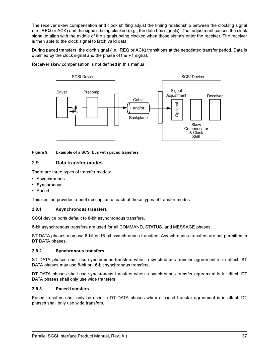 Seagate Ultra 160, Ultra 320 manual Data transfer modes, Asynchronous transfers, Synchronous transfers, Paced transfers 