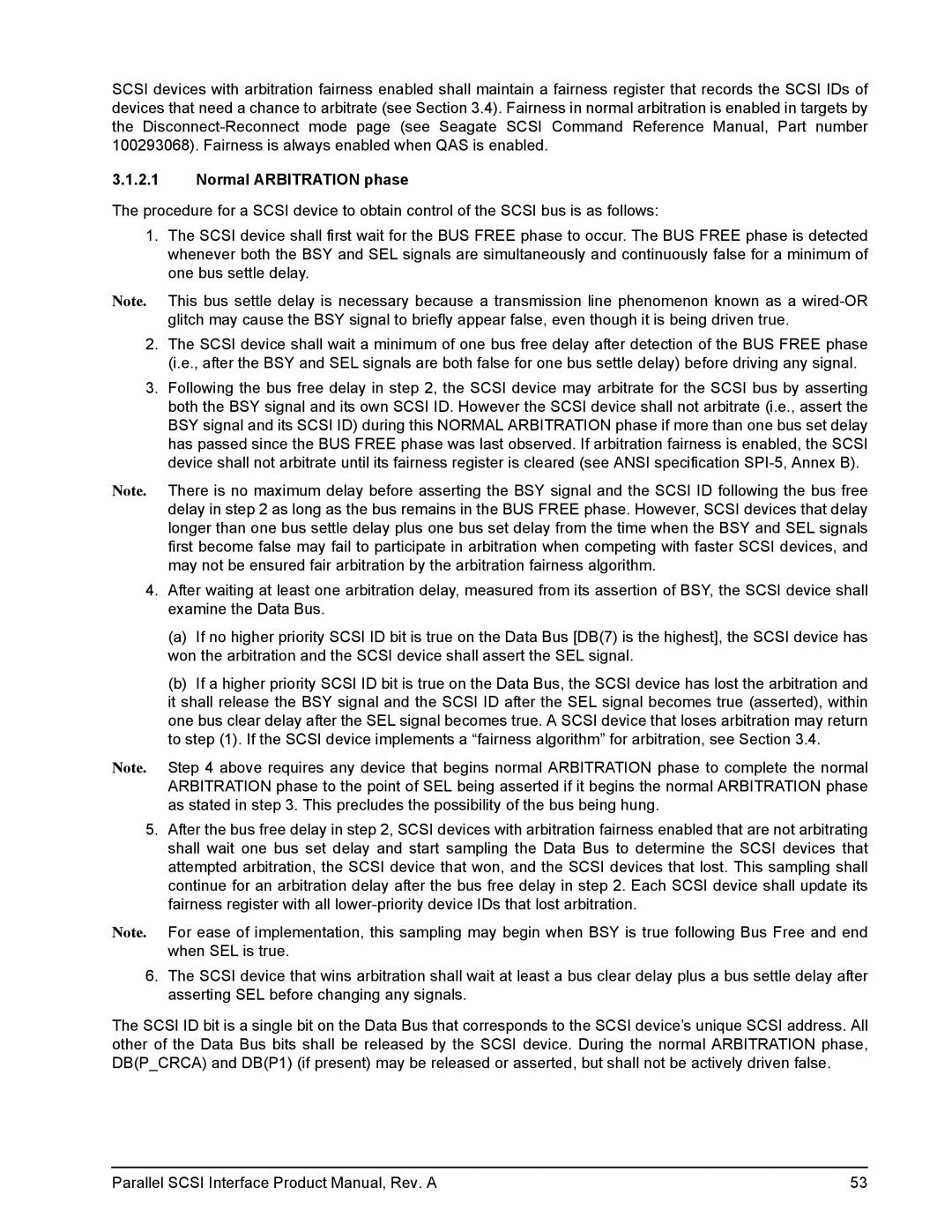 Seagate Ultra 160, Ultra 320 manual Normal Arbitration phase 