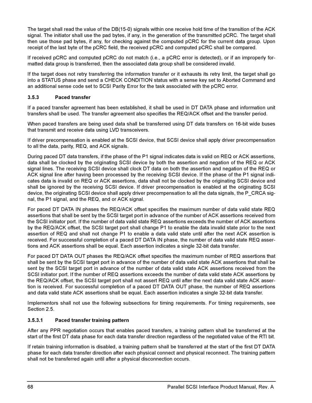 Seagate Ultra 320, Ultra 160 manual Paced transfer training pattern 