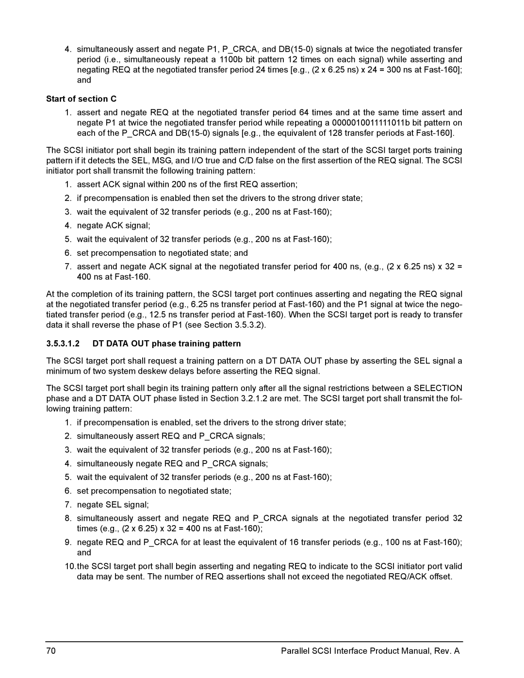 Seagate Ultra 320, Ultra 160 manual Start of section C, DT Data OUT phase training pattern 