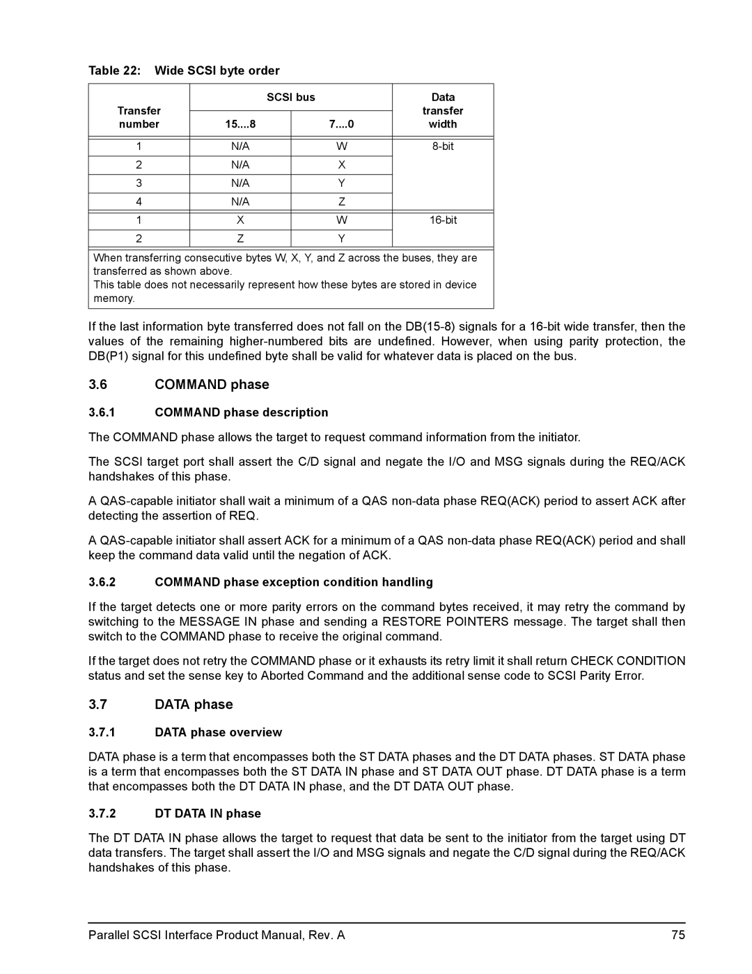 Seagate Ultra 160, Ultra 320 manual Command phase, Data phase 