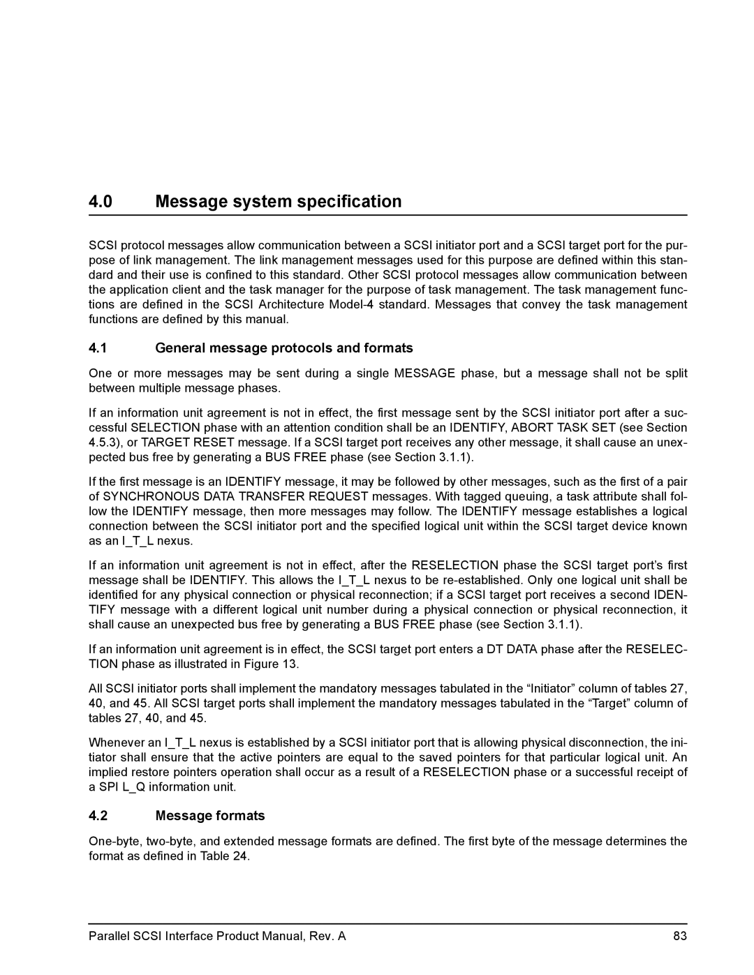 Seagate Ultra 160, Ultra 320 manual General message protocols and formats, Message formats 