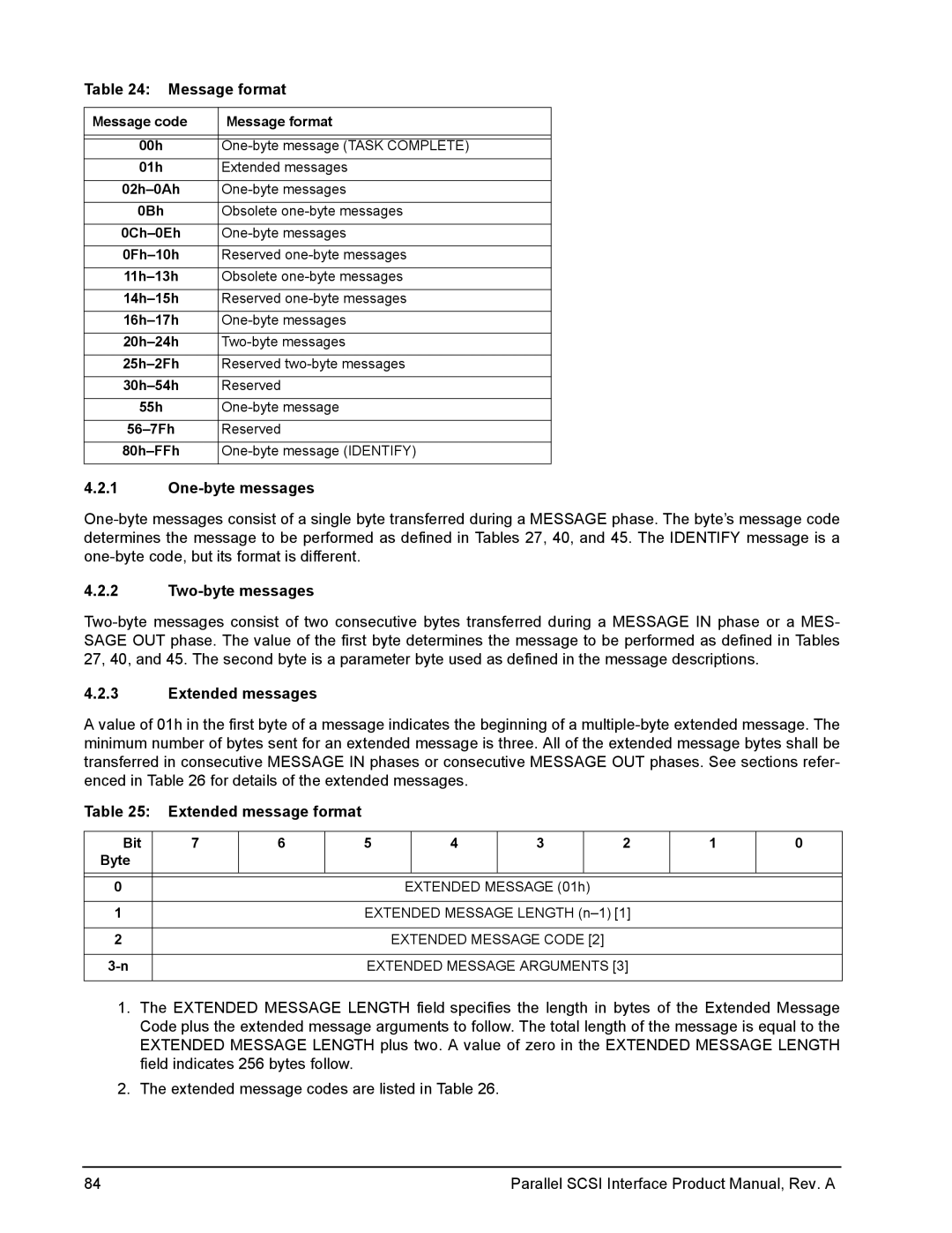 Seagate Ultra 320 manual Message format, One-byte messages, Two-byte messages, Extended messages, Extended message format 