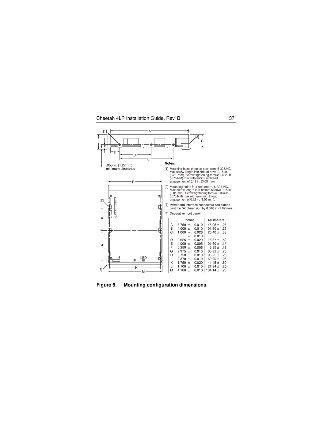 Seagate ST34501N, ST34501WD, ST34501DC, ST34501WC manual Mounting configuration dimensions 