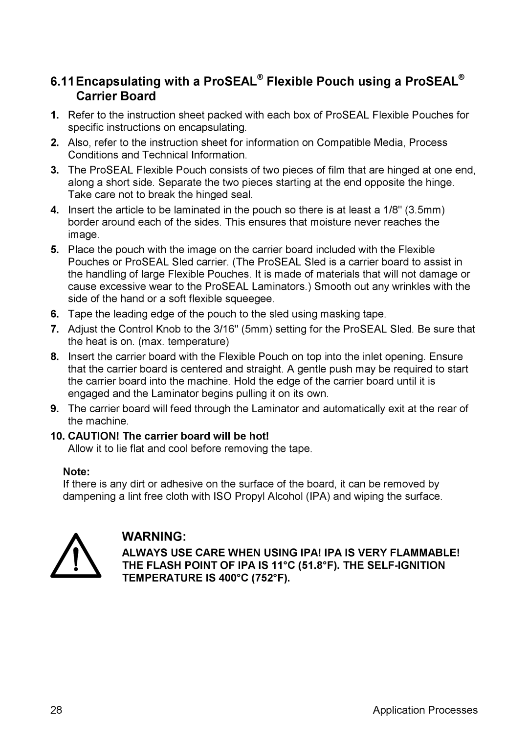 SEAL 44/62 user manual Application Processes 