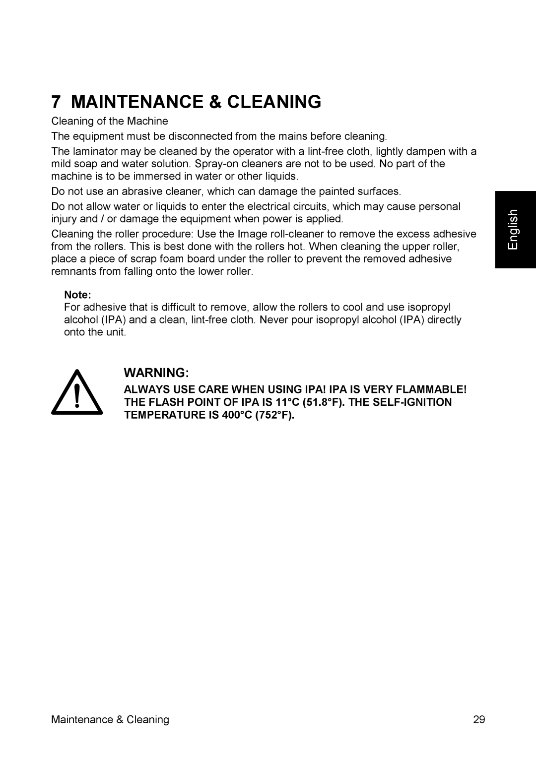 SEAL 44/62 user manual Maintenance & Cleaning 