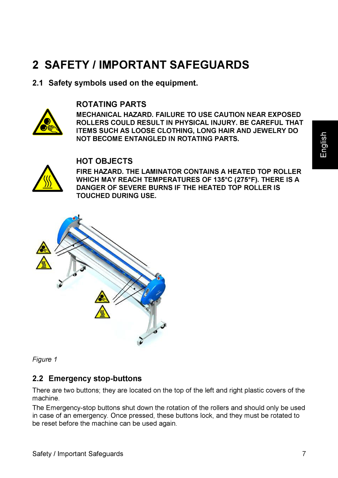 SEAL 44/62 user manual Safety / Important Safeguards, Safety symbols used on the equipment, Emergency stop-buttons 