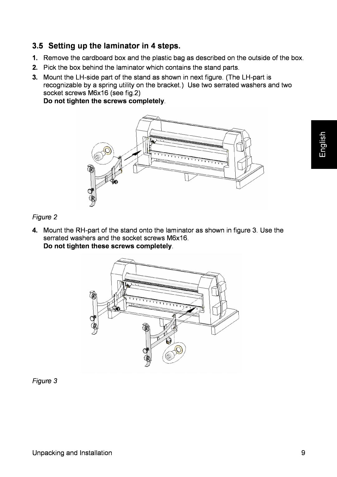 SEAL 44/62 user manual Setting up the laminator in 4 steps, English 