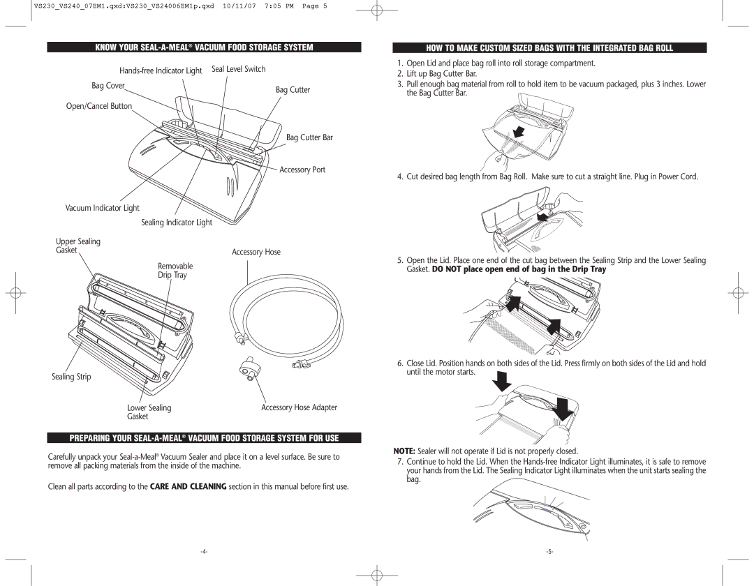 Seal-a-Meal VS240 warranty Know Your SEAL-A-MEALVACUUM Food Storage System 