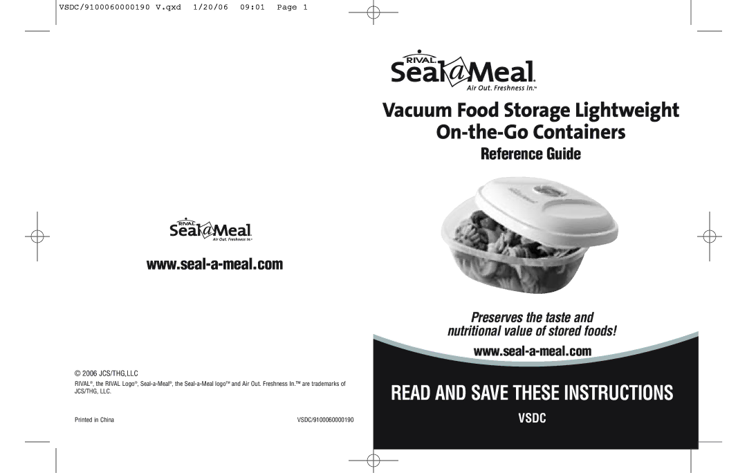 Seal-a-Meal VSDC-24 manual Vsdc, VSDC/9100060000190 V.qxd 1/20/06 0901 