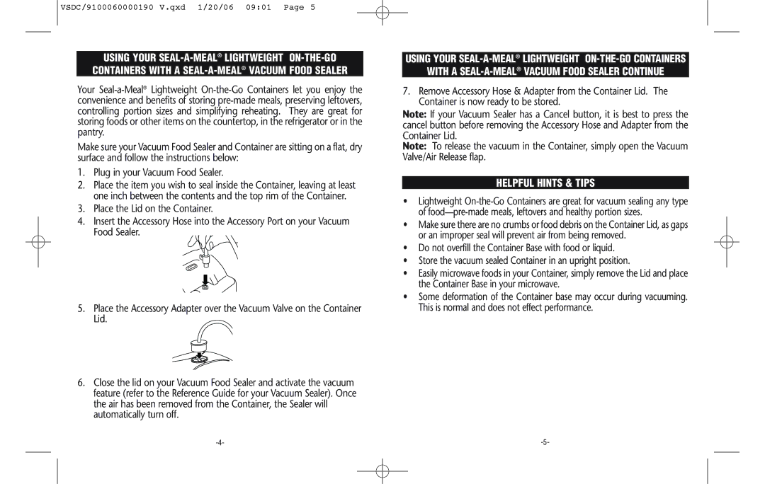 Seal-a-Meal VSDC-24 manual Helpful Hints & Tips 