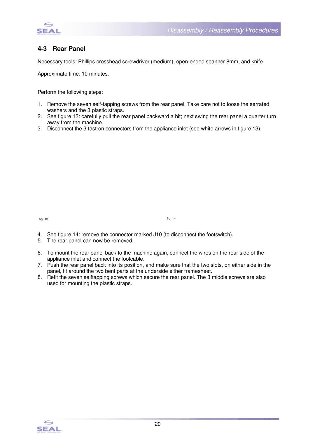 SEAL 44Ultra Laminator, SM110EN service manual Rear Panel 