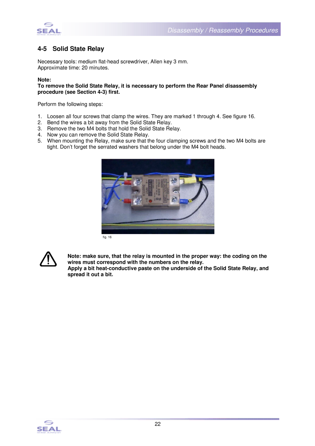 SEAL 44Ultra Laminator, SM110EN service manual Solid State Relay 