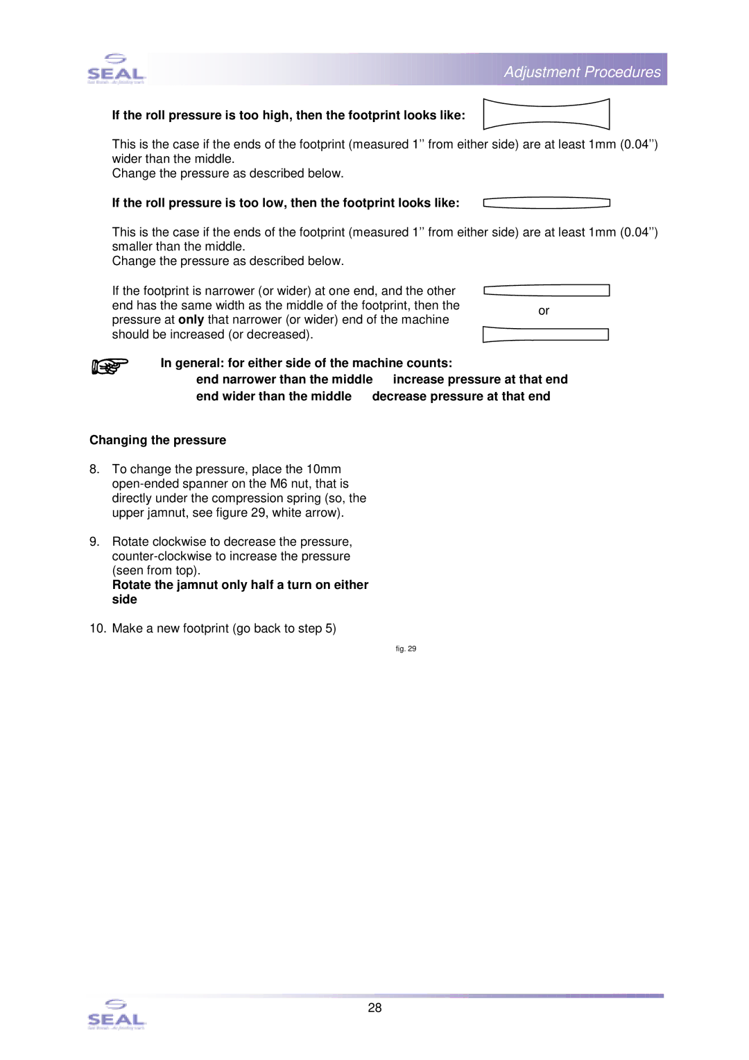 SEAL 44Ultra Laminator, SM110EN service manual Rotate the jamnut only half a turn on either side 