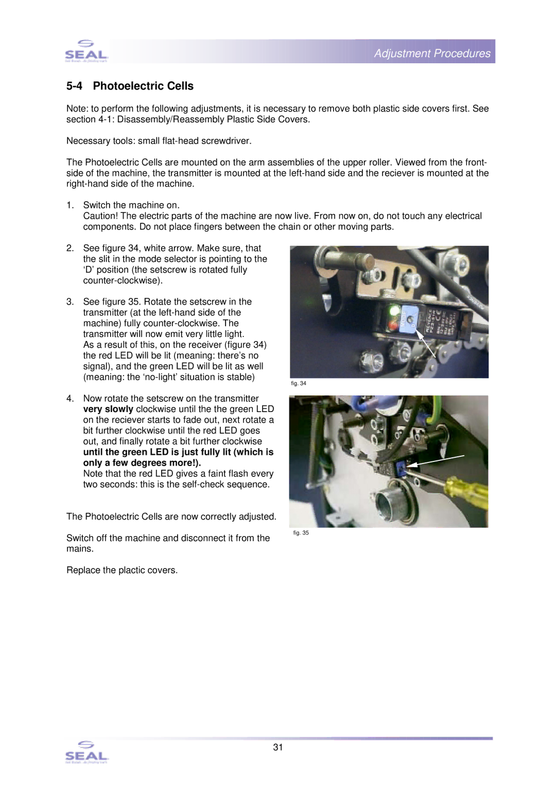 SEAL SM110EN, 44Ultra Laminator service manual Photoelectric Cells 