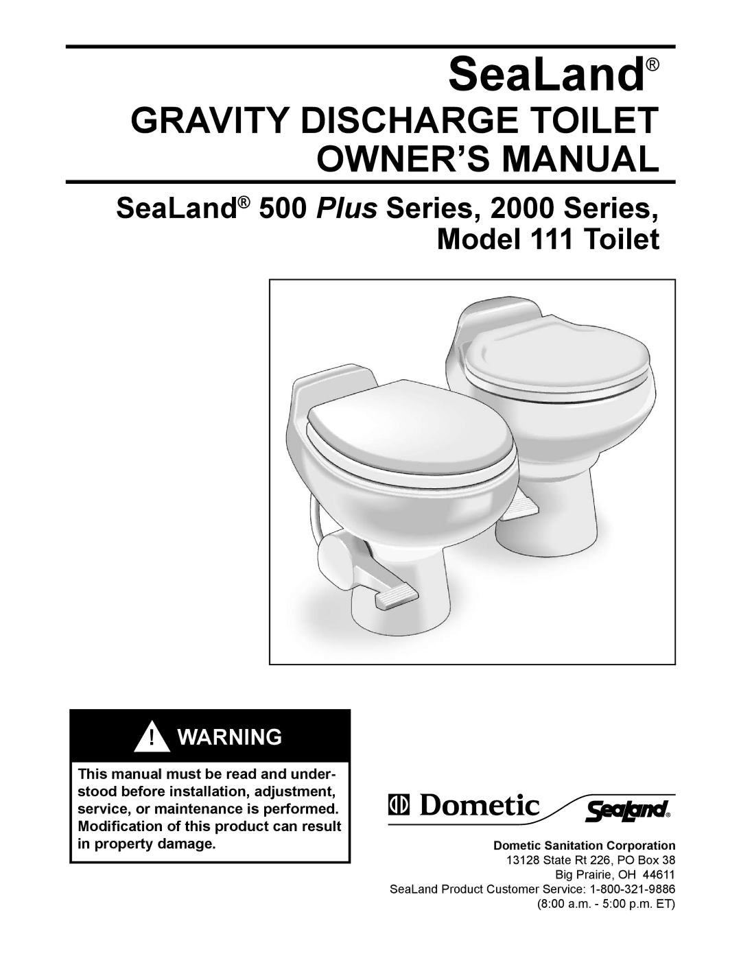 SeaLand 111 owner manual SeaLand, Dometic Sanitation Corporation 