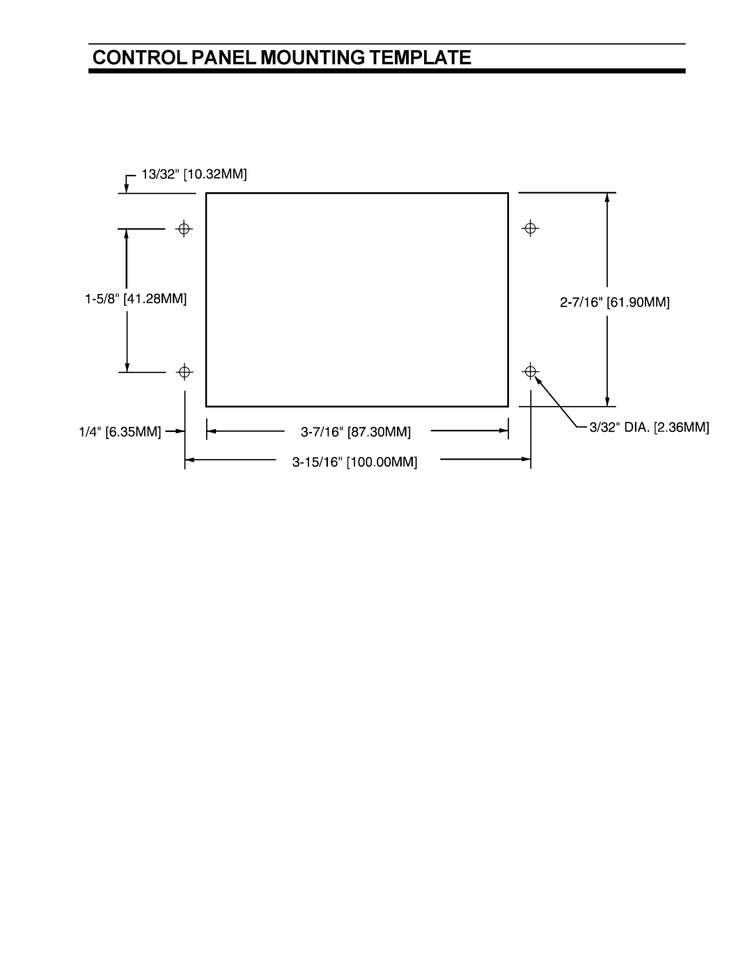 SeaLand 4 owner manual Control Panel Mounting Template 