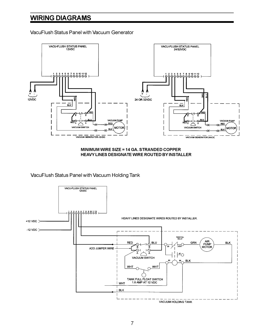 SeaLand VACUFLUSH manual Wiring Diagrams 