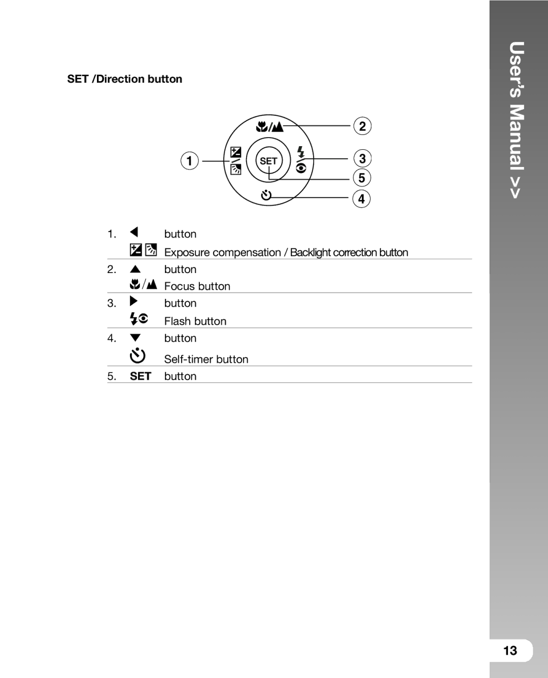 Sealife DC 600 manual SET /Direction button 