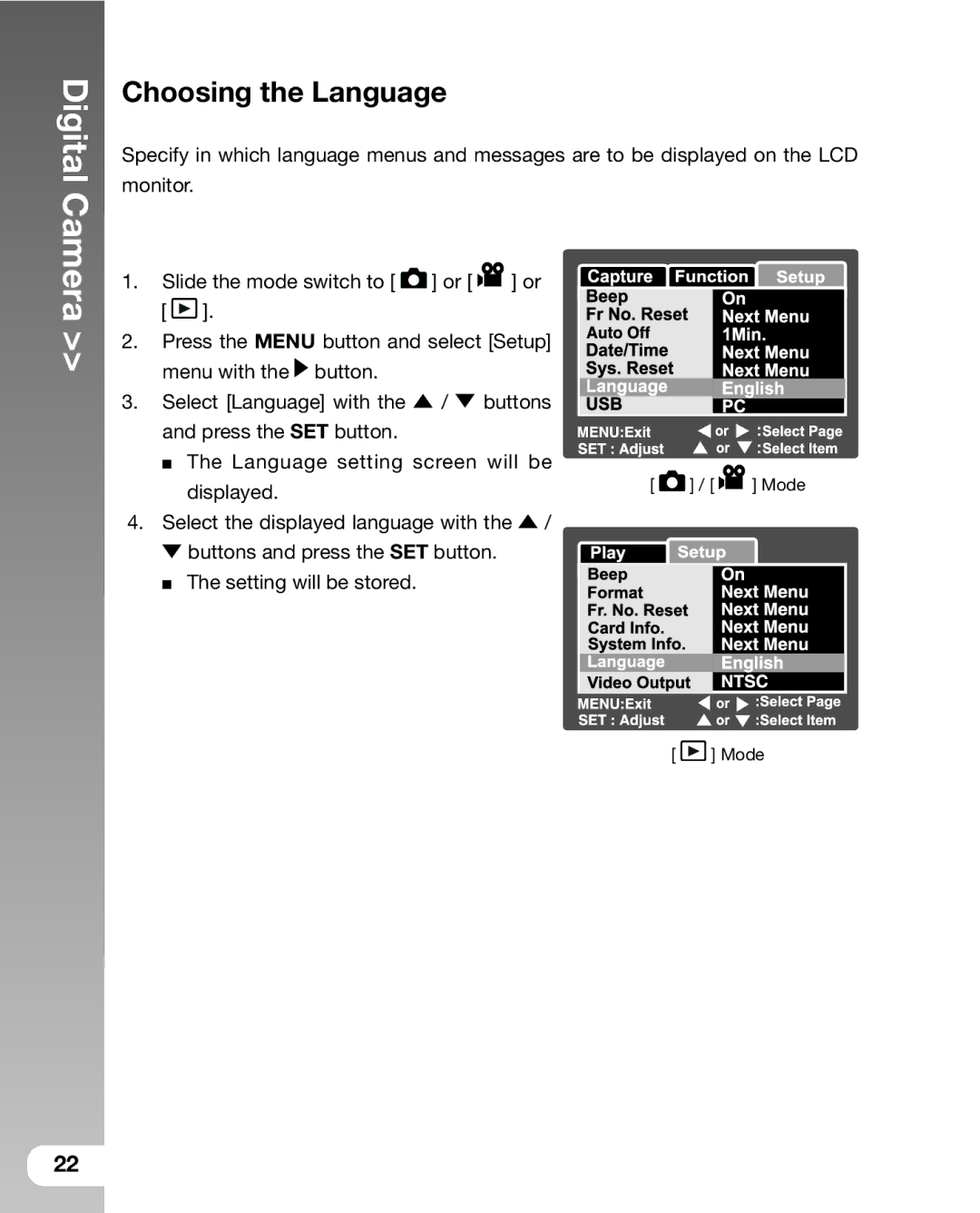 Sealife DC 600 manual Choosing the Language 