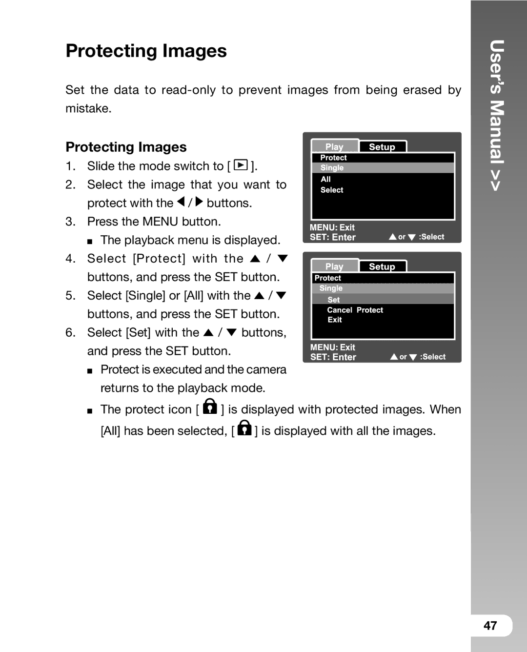 Sealife DC 600 manual Protecting Images 