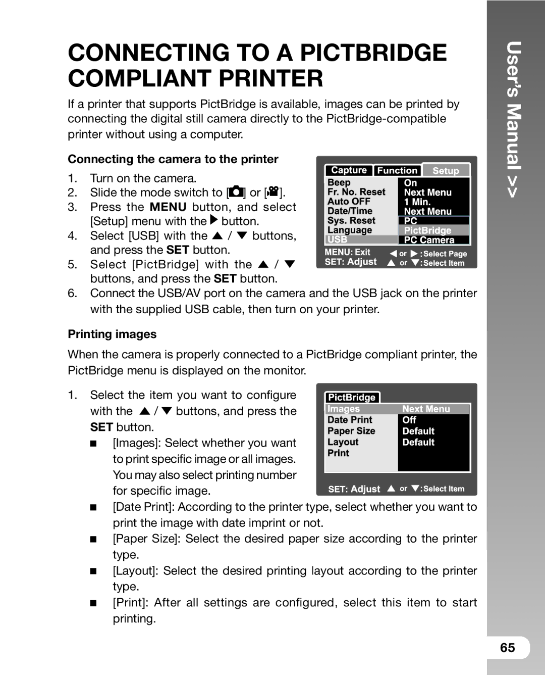 Sealife DC 600 manual Connecting the camera to the printer, Printing images 