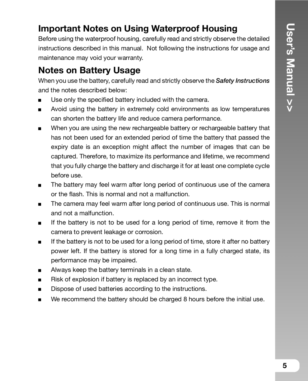 Sealife DC 600 manual Important Notes on Using Waterproof Housing 