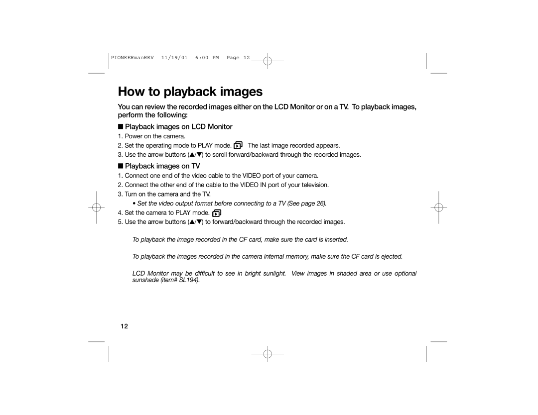 Sealife DC100, DC200 manual How to playback images, Playback images on TV 