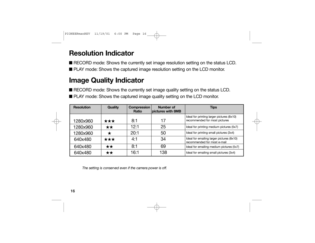 Sealife DC100, DC200 manual Resolution Indicator, Image Quality Indicator 