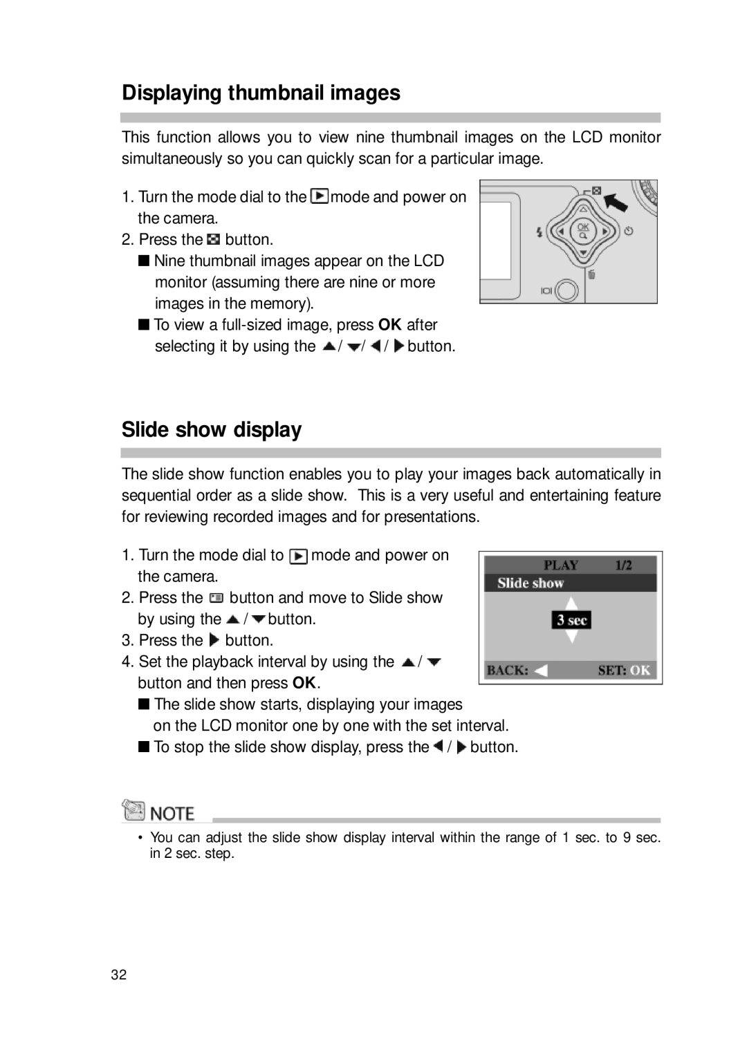 Sealife DC300/DC310 manual Displaying thumbnail images, Slide show display 