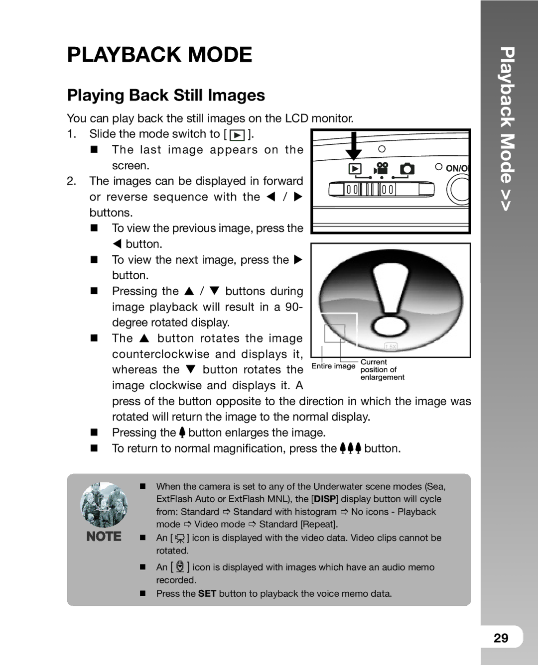 Sealife DC800 manual Playback Mode, Playing Back Still Images 