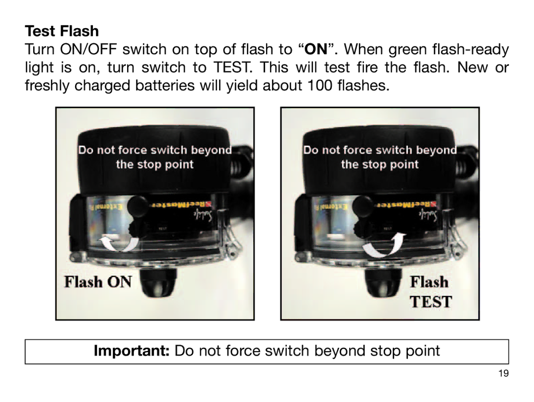 Sealife DIGITAL FLASH manual Test Flash 