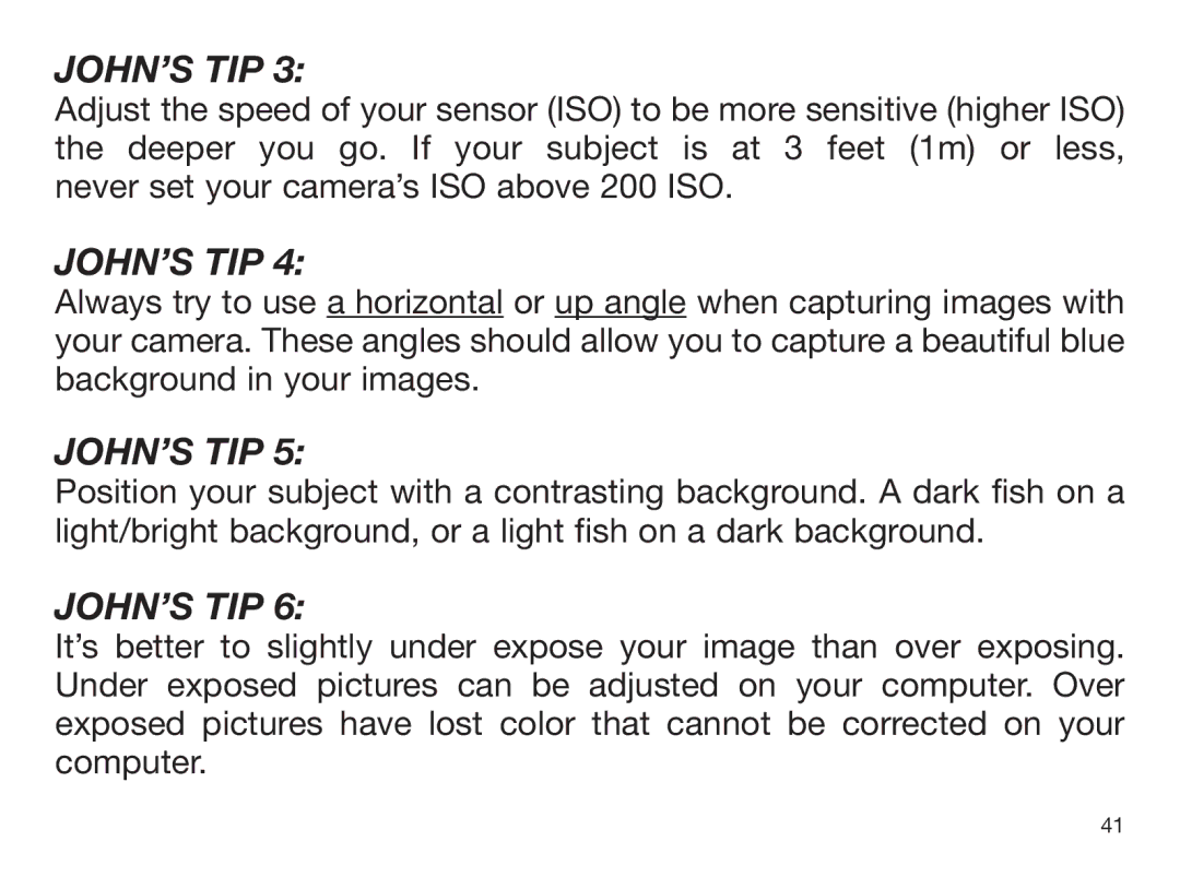 Sealife DIGITAL FLASH manual John’S Tip 