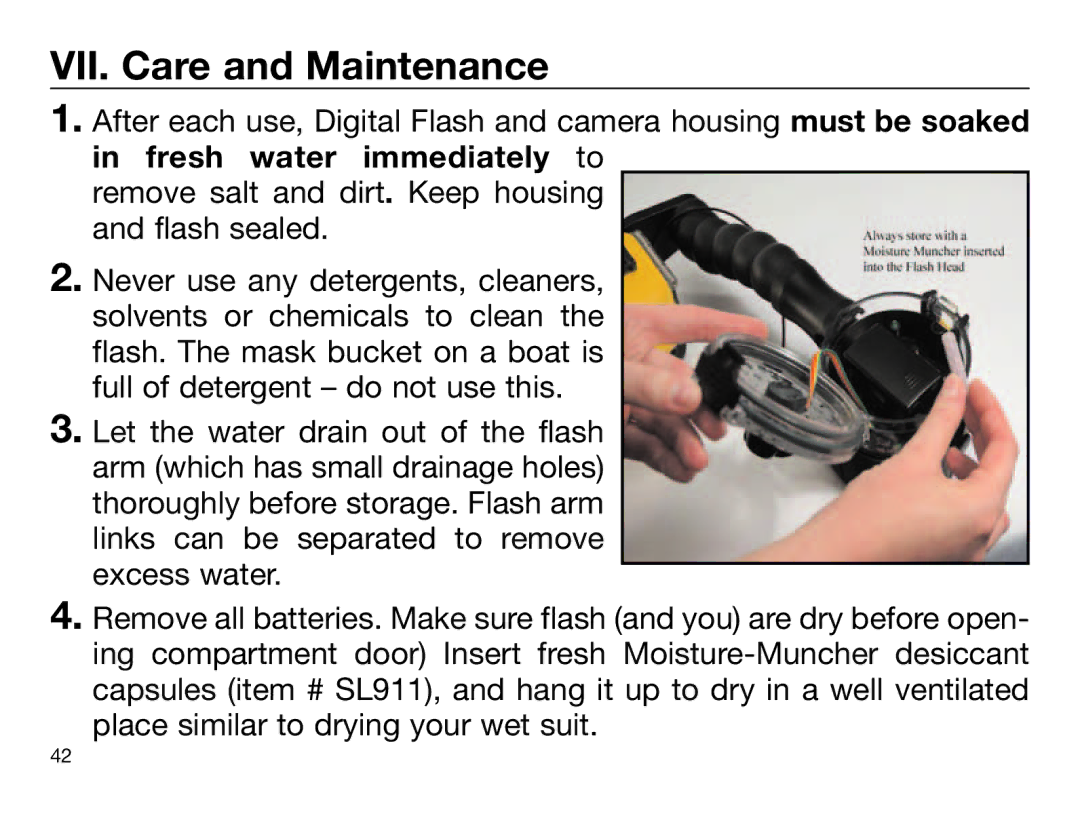 Sealife DIGITAL FLASH manual VII. Care and Maintenance 