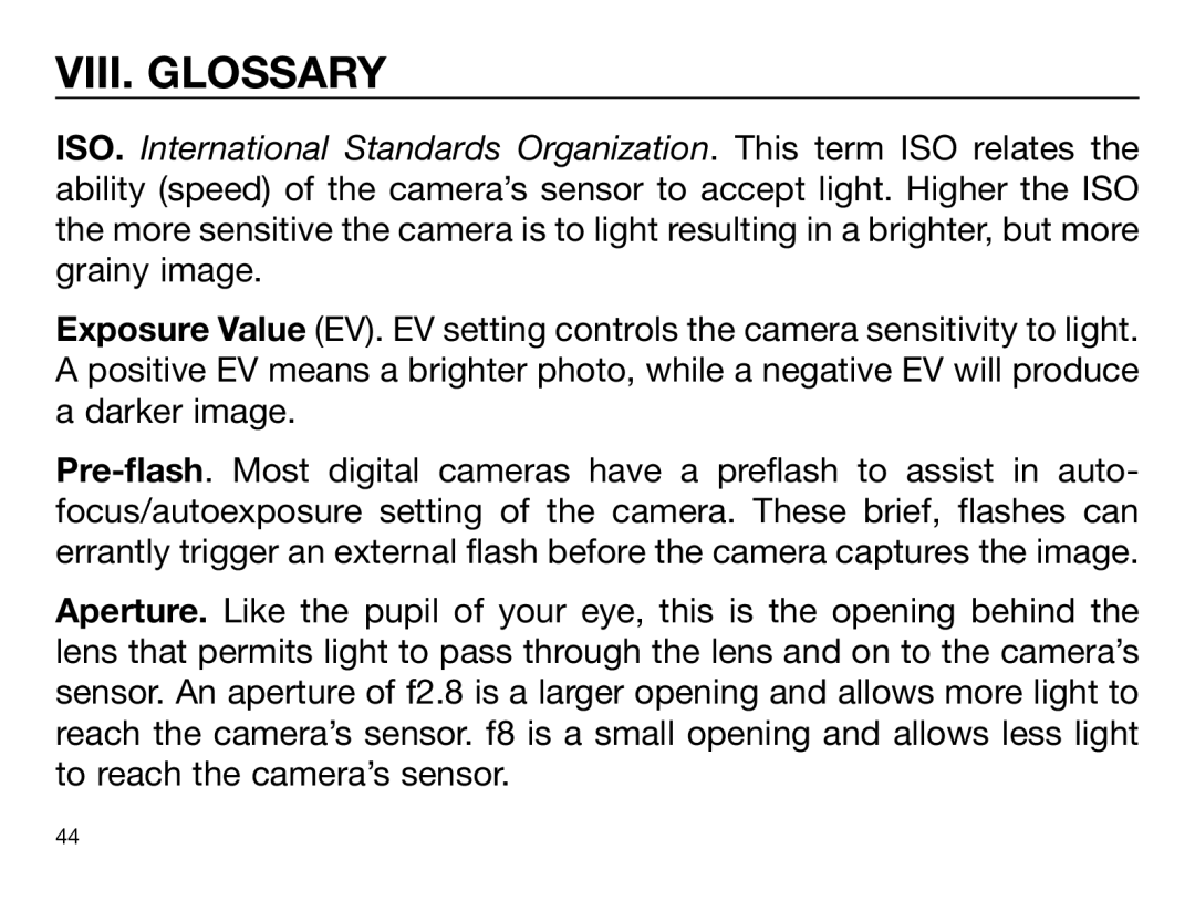 Sealife DIGITAL FLASH manual VIII. Glossary 