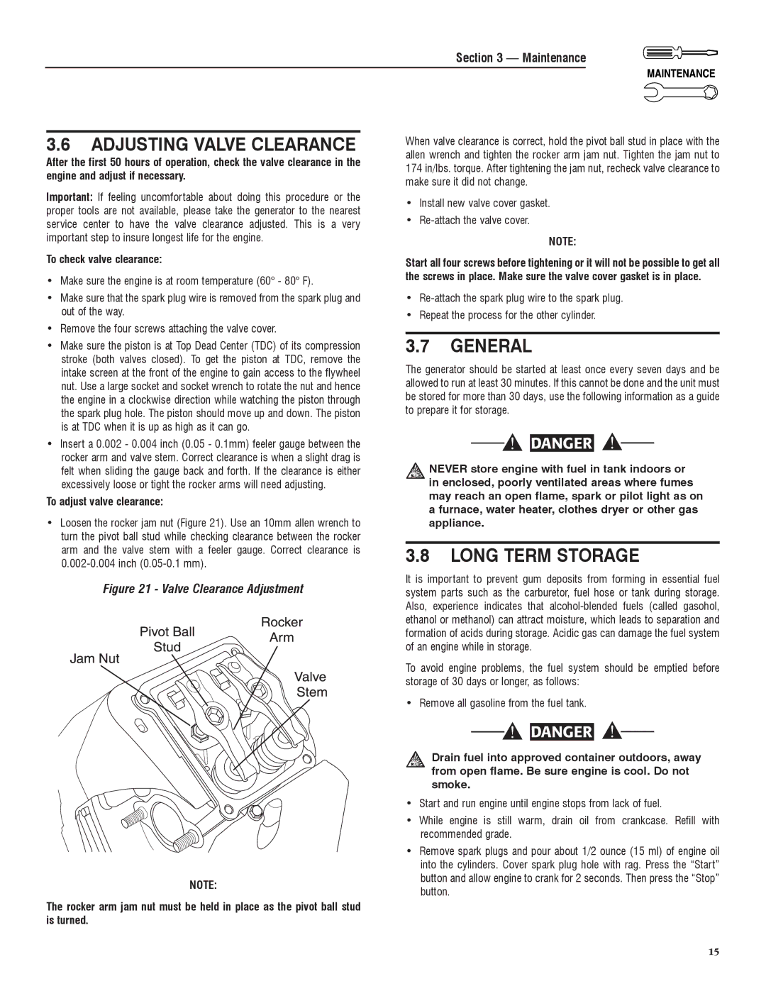 Sears 005734-0, 005735-0 manual General, Long Term Storage 